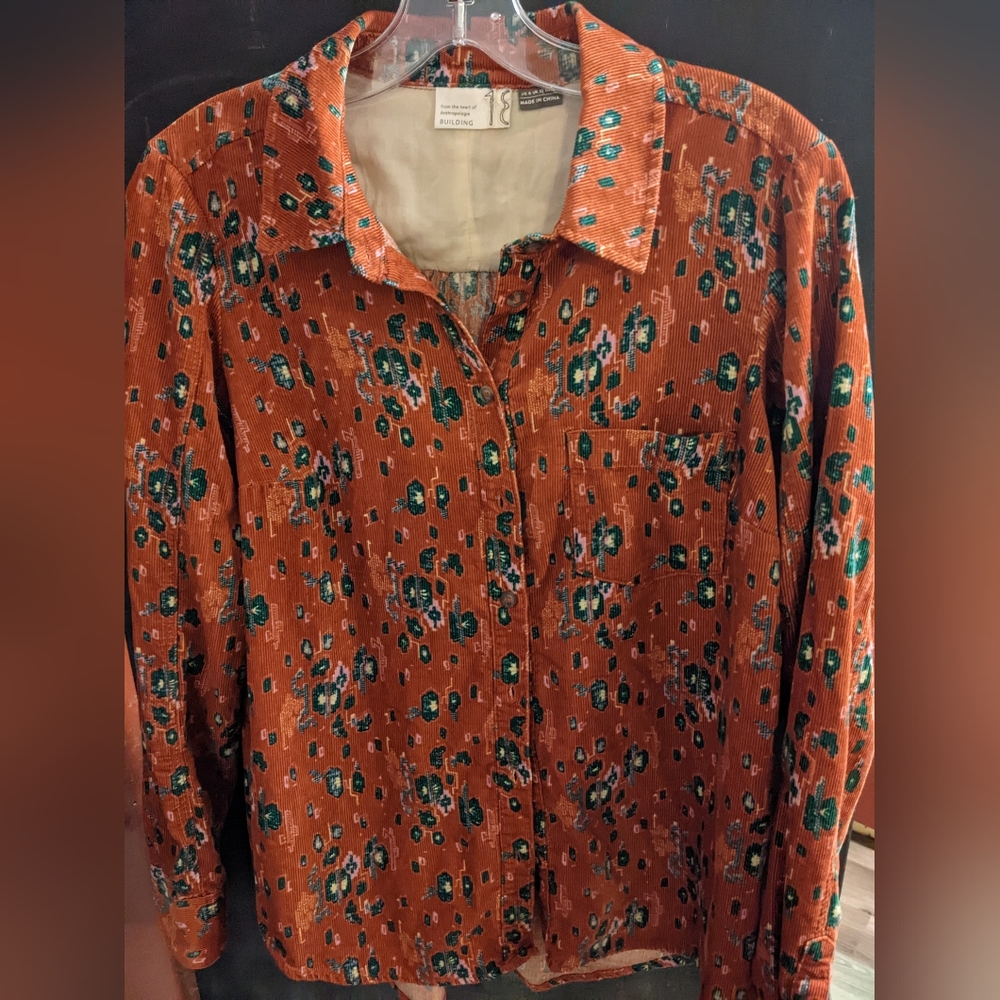 Anthropologie small button down corduroy shirt sz 6